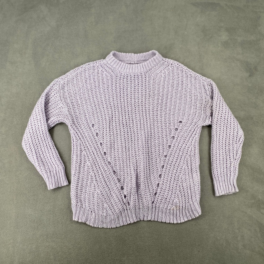 American Eagle‎ Lavender Purple Chunky Shaker Knit Pointelle Sweater XS 5864